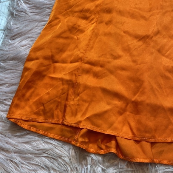 Nation LTD Birdie Flirty Orange Satin Skirt sz S - Picture 5 of 9